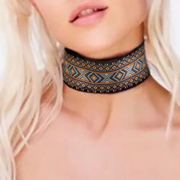 Free People Jewelry Ethnic Embroidered Choker Sexy Necklace Hamsa Charm - Picture 11 of 13